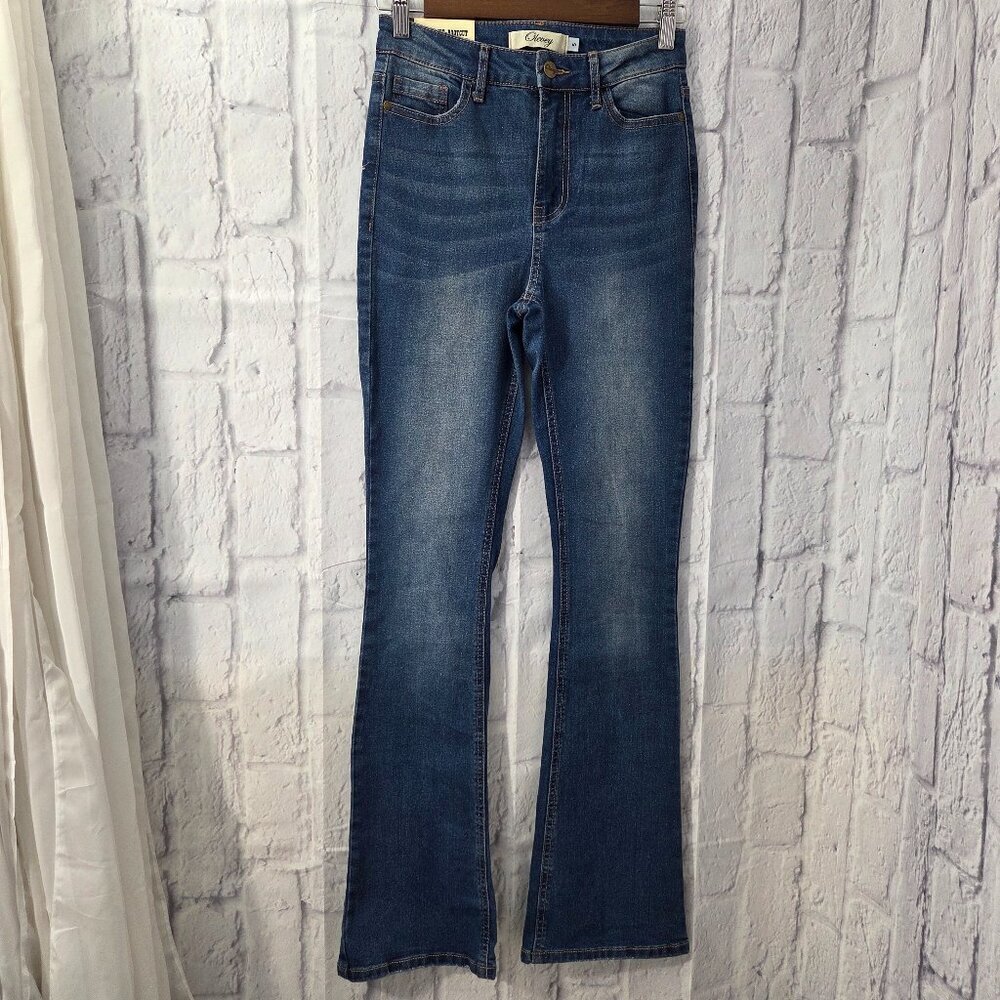 Original Olevey Size 5 Medium Wash Denim Blue Low Rise Bootcut Jeans Juniors NWT
